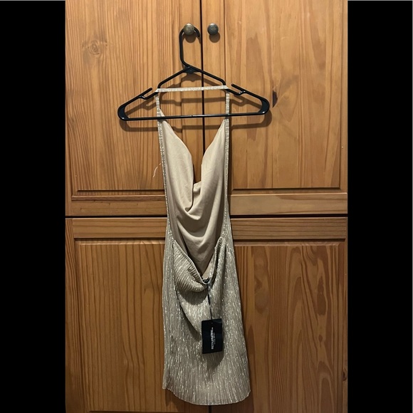 PLT Shape Gold Plisse Strappy Bodycon Dress - Picture 4 of 8